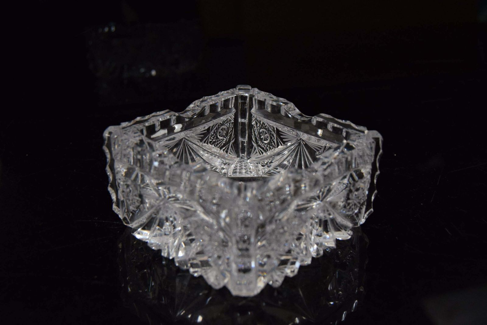 photo vinterior Pair Of Rare Vintage Ashtrays, Cut Crystal Glass,Bohemia In The 1960's.
