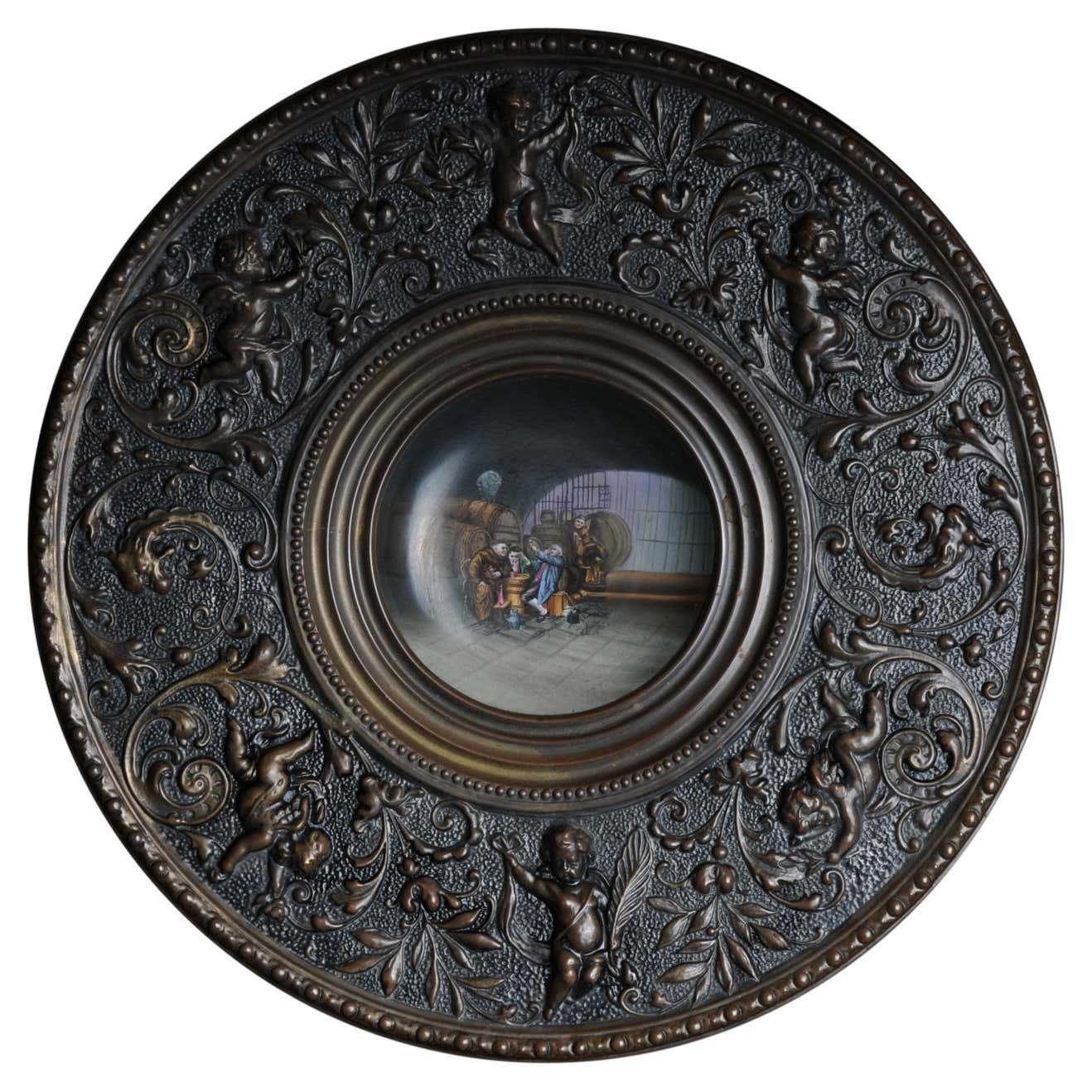 Rare Angel Relief Porcelain Painting Beer Cellar, 1890