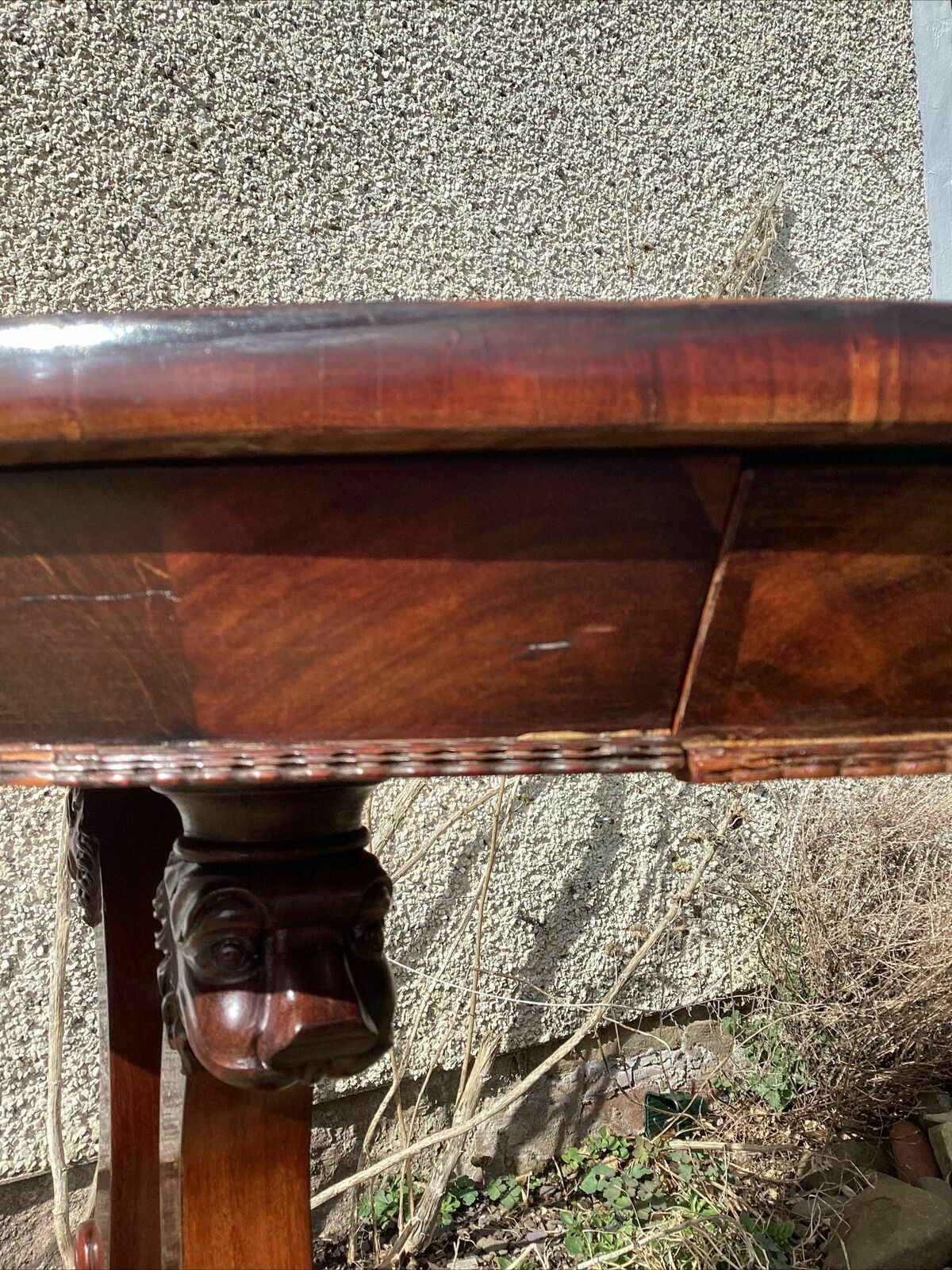 photo for sale Early 19th C. Continental Biedermeier Mahogany Centre Table. Lyre. Dog Masks