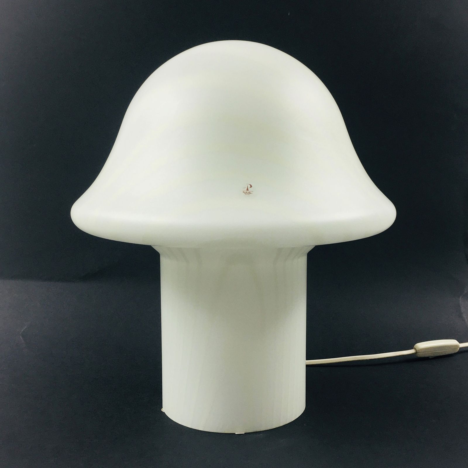 Large Striped Glass Mushroom Table Lamp From Peill & Putzler, Germany, 1970s photo 490.0