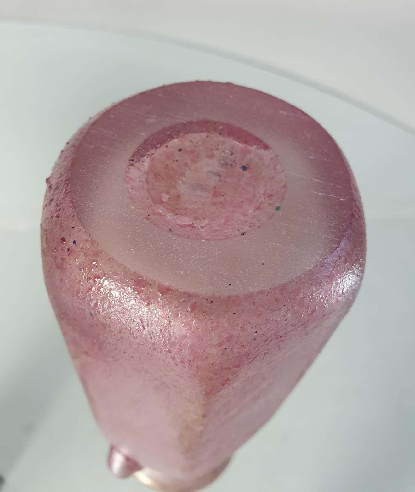 Pink Iridescent Scavo Vase Seguso Italy photo vinterior