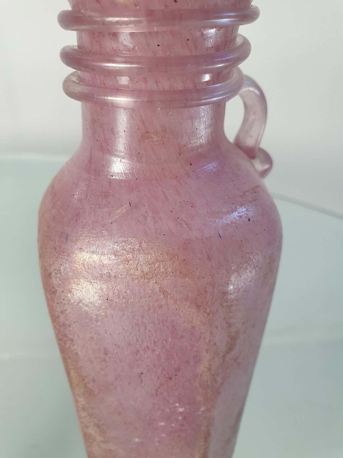 Pink Iridescent Scavo Vase Seguso Italy photo vintage