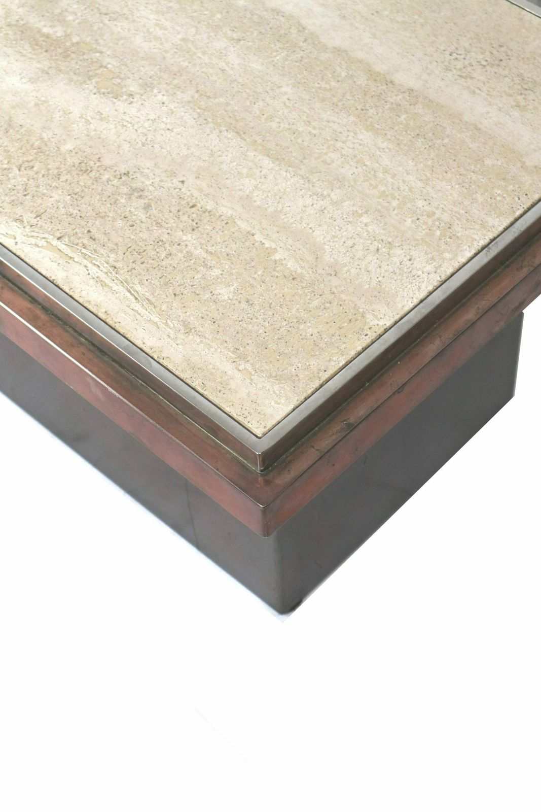 Set Of 2 Coffee Tables From Belgo Chrom With Travertine Top Made In The 1970s photo furniture