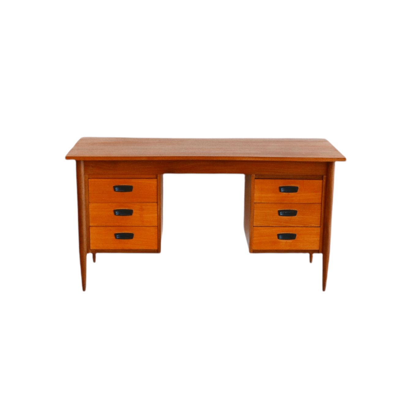 Vintage Teak Desk With 6 Drawers Made In The 60s photo Furniture