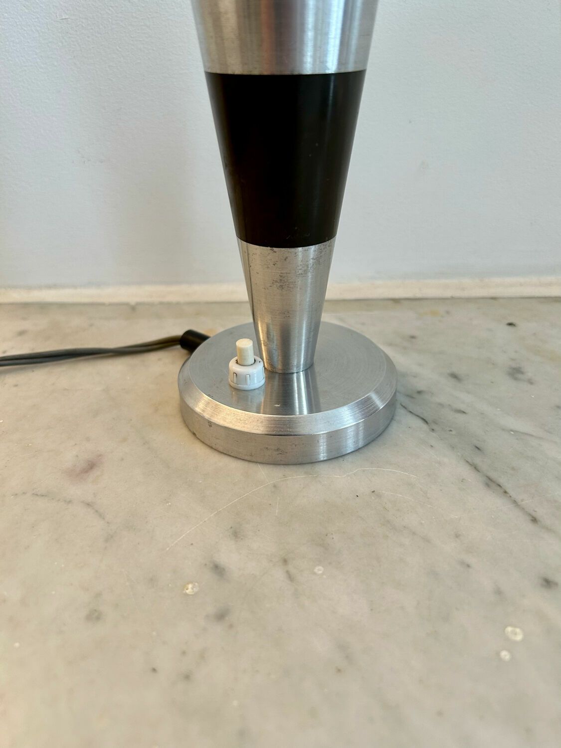 Vintage Art Deco Lamp Base, Chromed Metal And Brass, France 1930 photo vintage