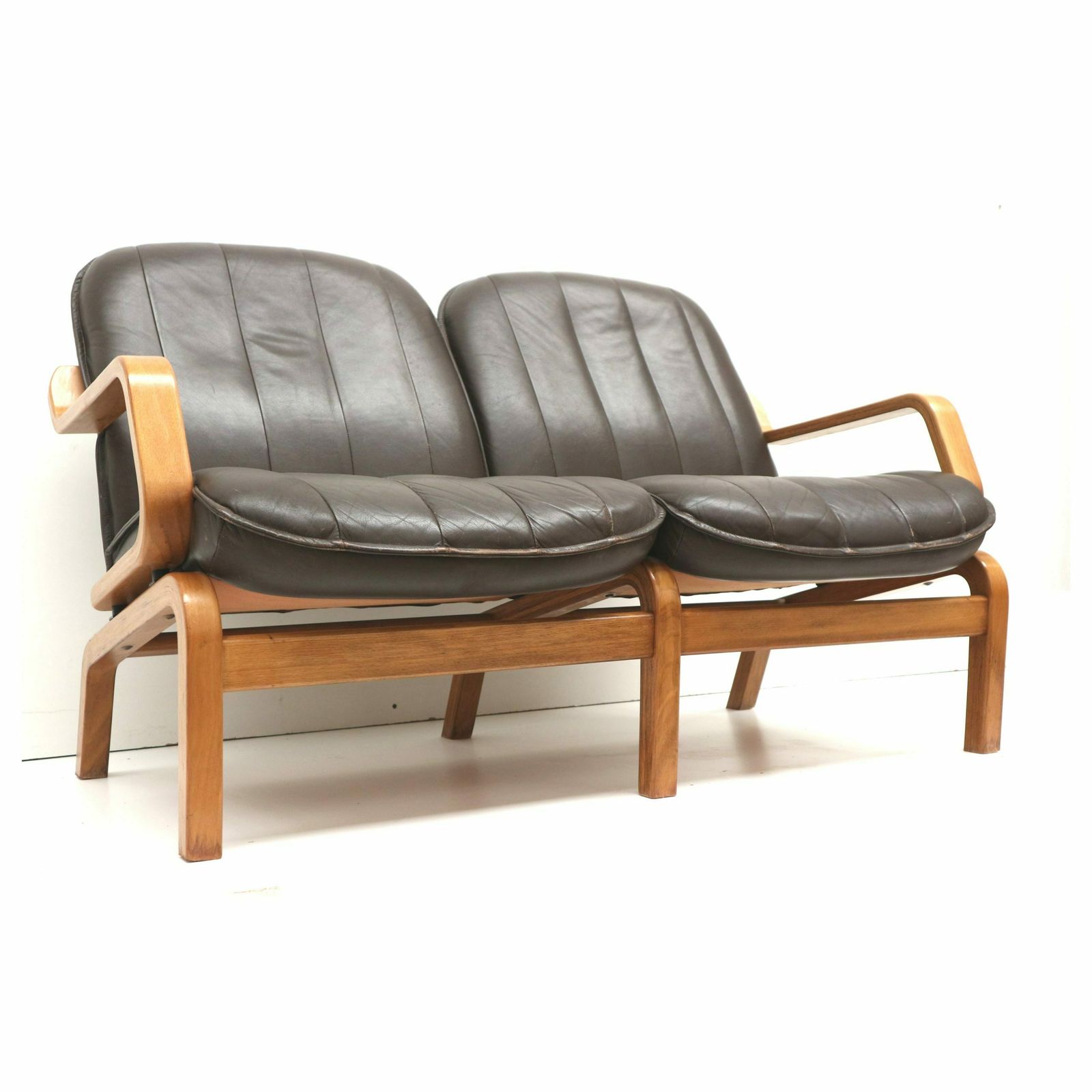 Vintage Danish 2 Seater Sofa With Leather Upholstery From The 1970s photo for sale