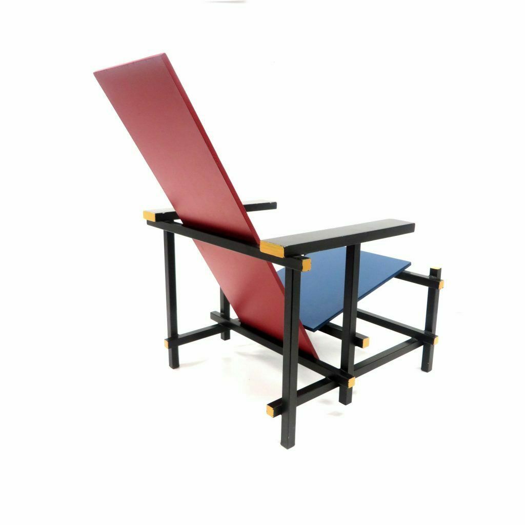 Professional Retro Replica 'Rietveld Chair' Red And Blue Armchair By Gerrit Rietveld photo for sale