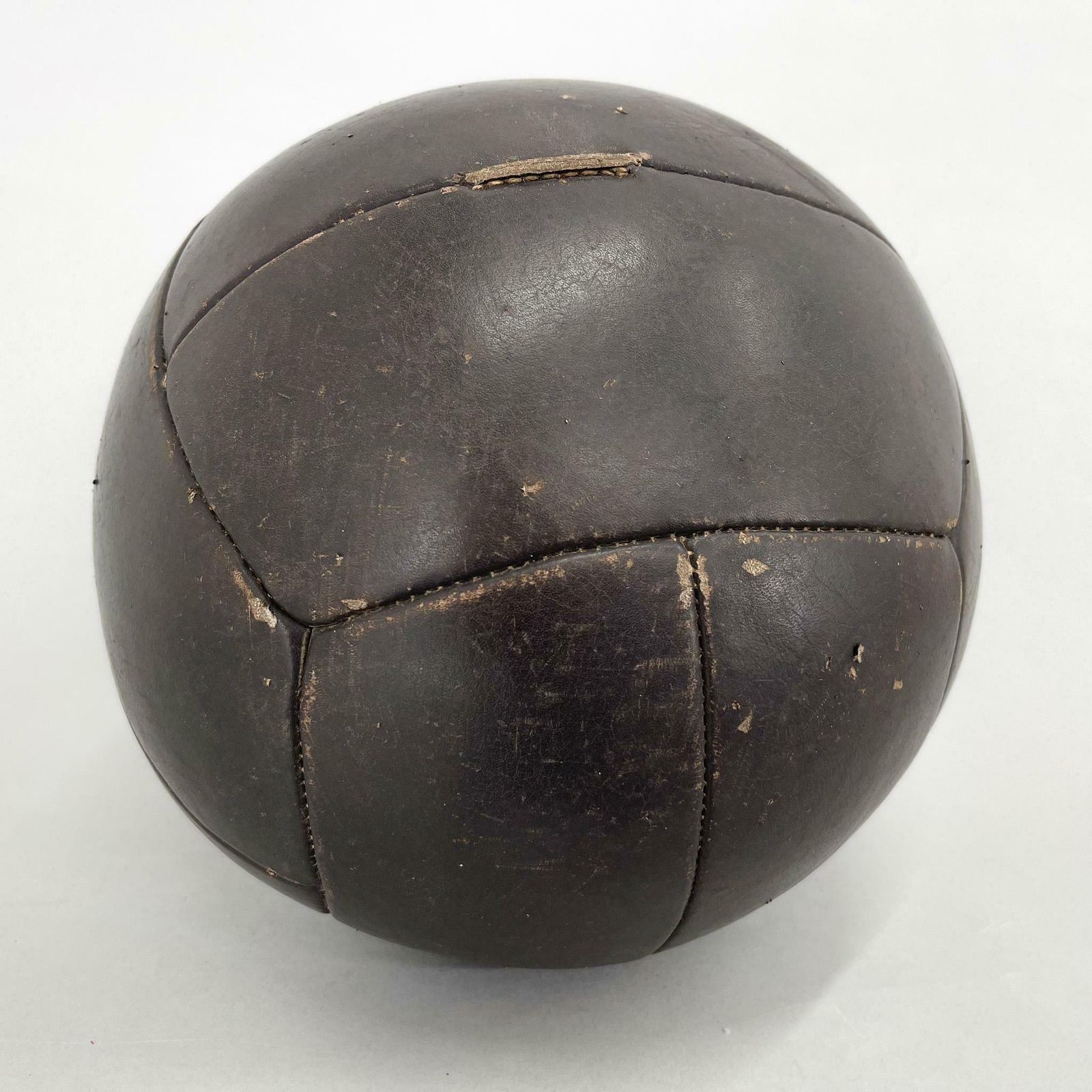 Large Vintage Black Leather Medicine Ball, 1930's