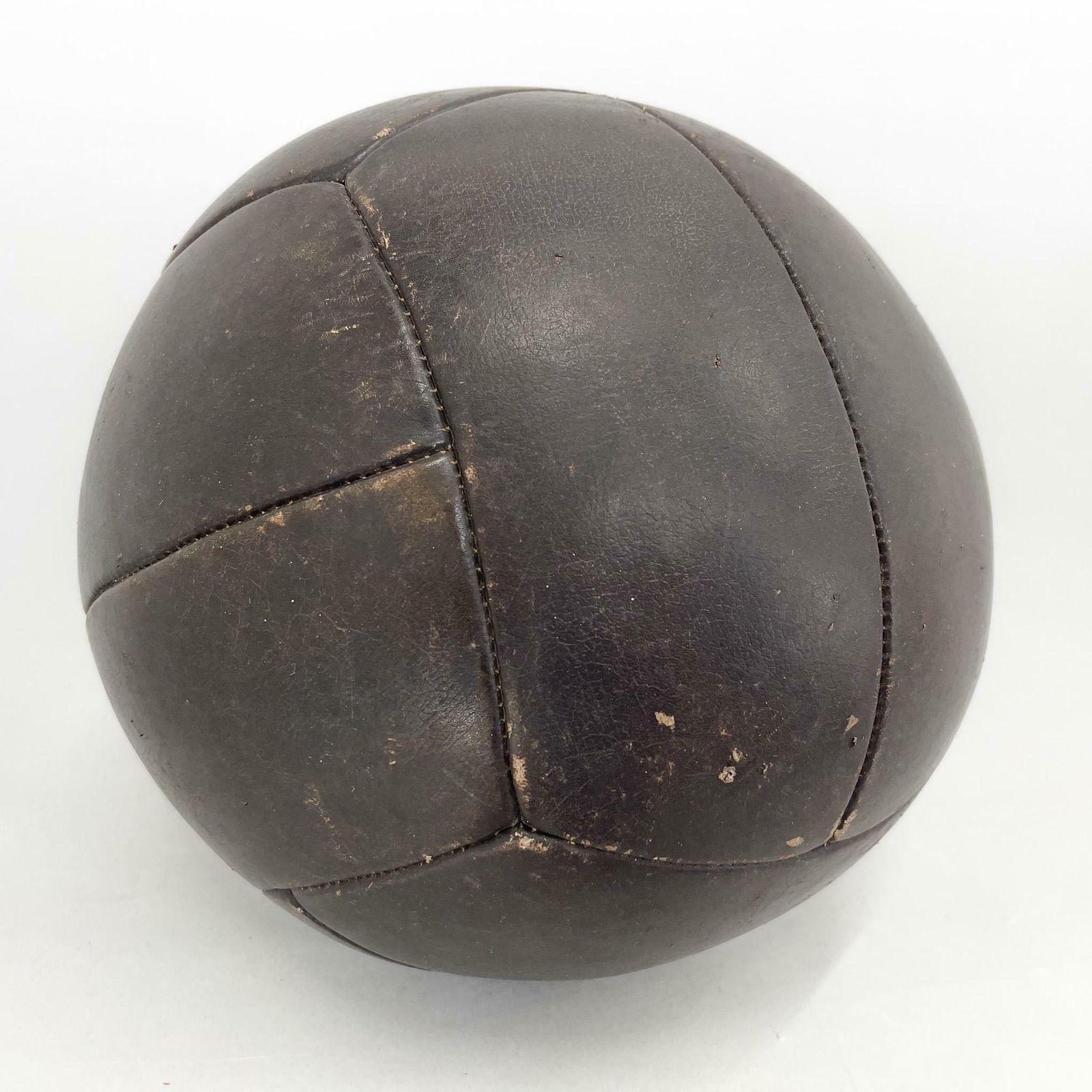 Large Vintage Black Leather Medicine Ball, 1930's photo Home Decor