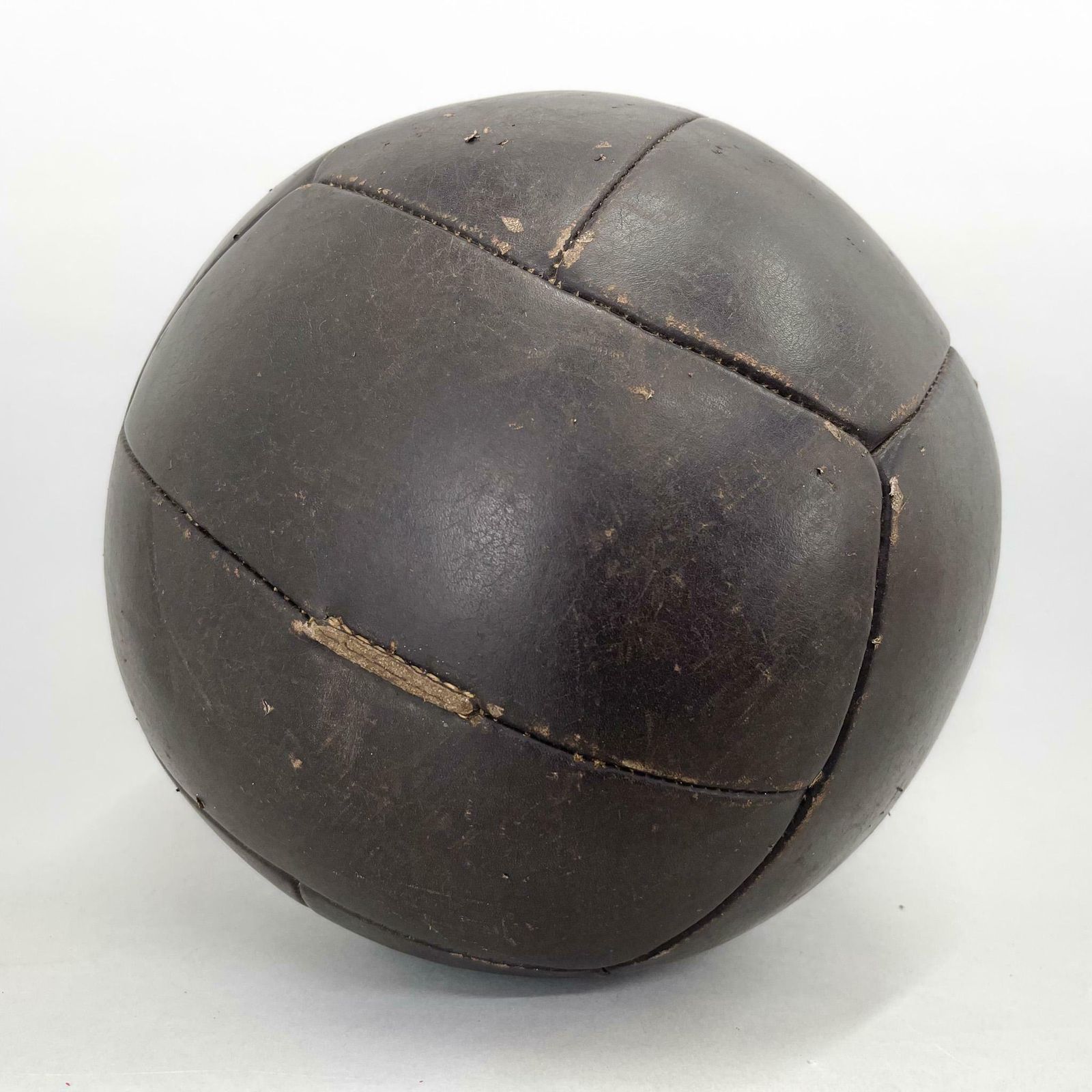 Large Vintage Black Leather Medicine Ball, 1930's photo 508.0