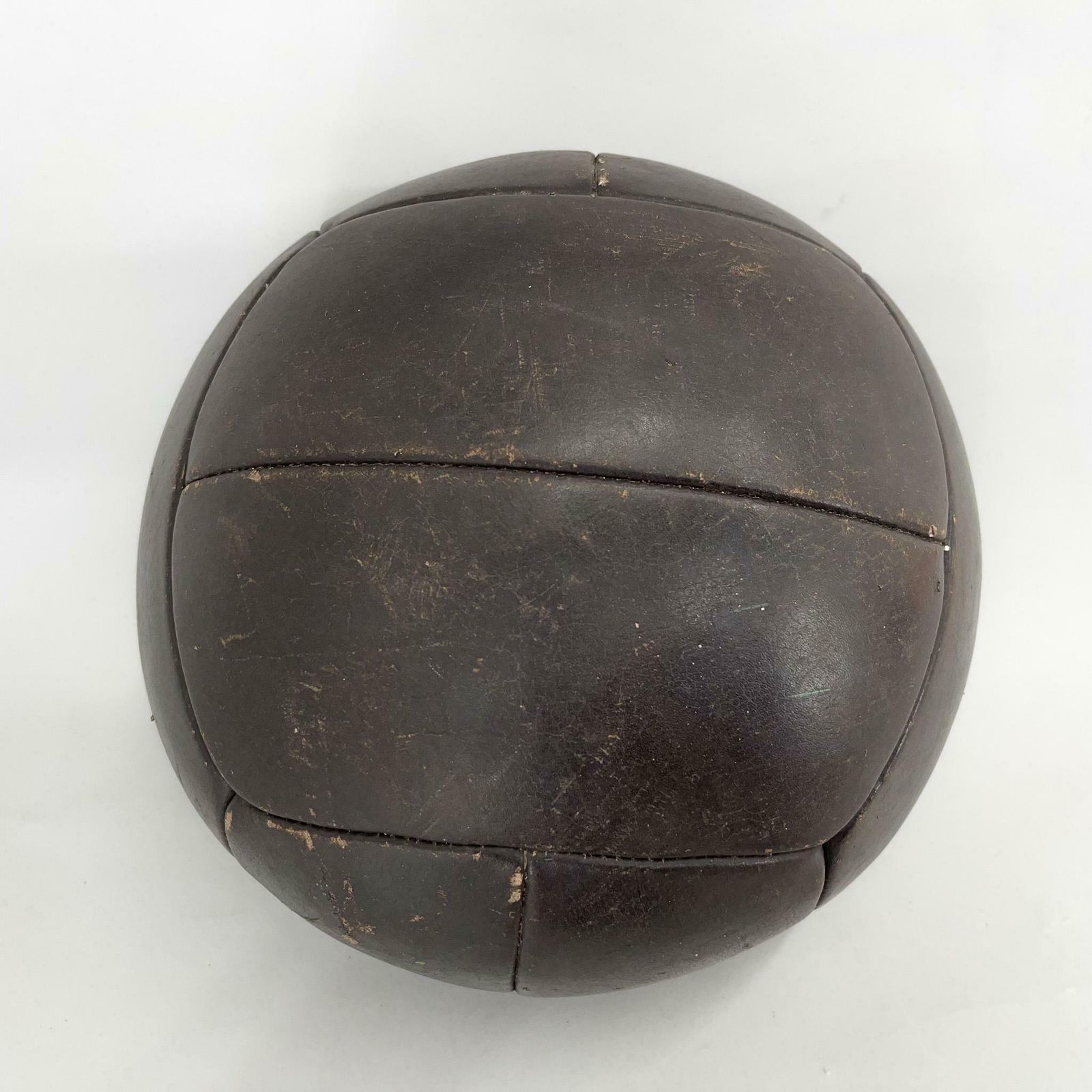 Large Vintage Black Leather Medicine Ball, 1930's photo vintage