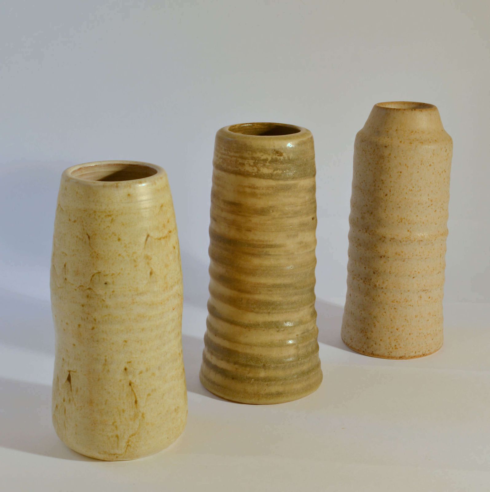 Group Of Mid Century Ceramic Studio Vases Off White Tones photo 650.0