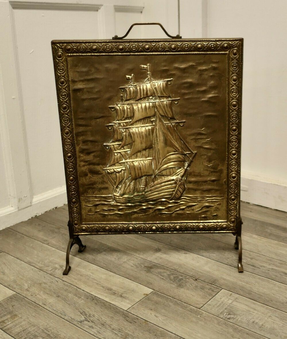 A Large Brass Fire Screen With The Cutty Sark photo 510.0