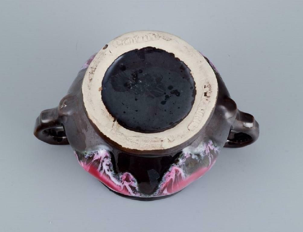 Vallauris, France, Lidded Bowl, Two Armed Candlestick And A Vase. photo vinterior