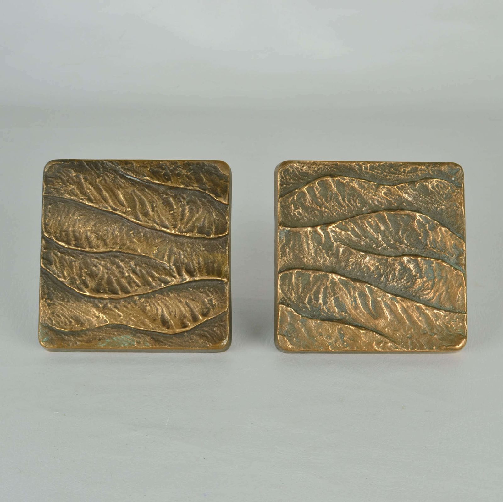 Pair Of Push Pull Door Handles In Bronze Relief Of Waves photo Home Fixtures