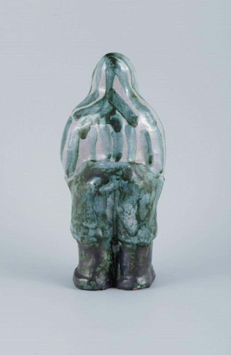 Greenlandica Hand Painted Unique Stoneware Figure Inuit In Traditional Clothes photo Home Decor