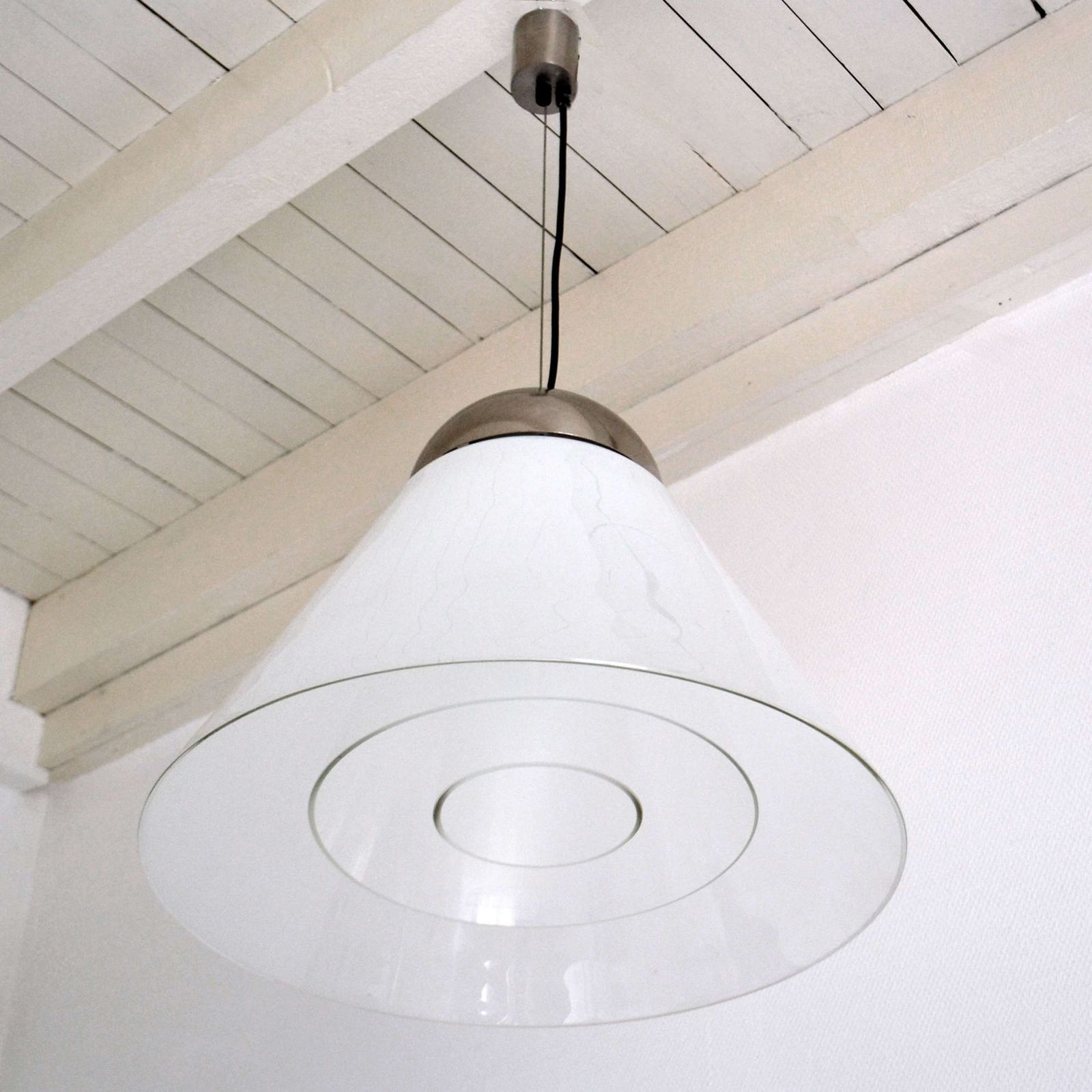Milk Glass Pendant By Carlo Nason Mazzega Venice, 1970's photo furniture