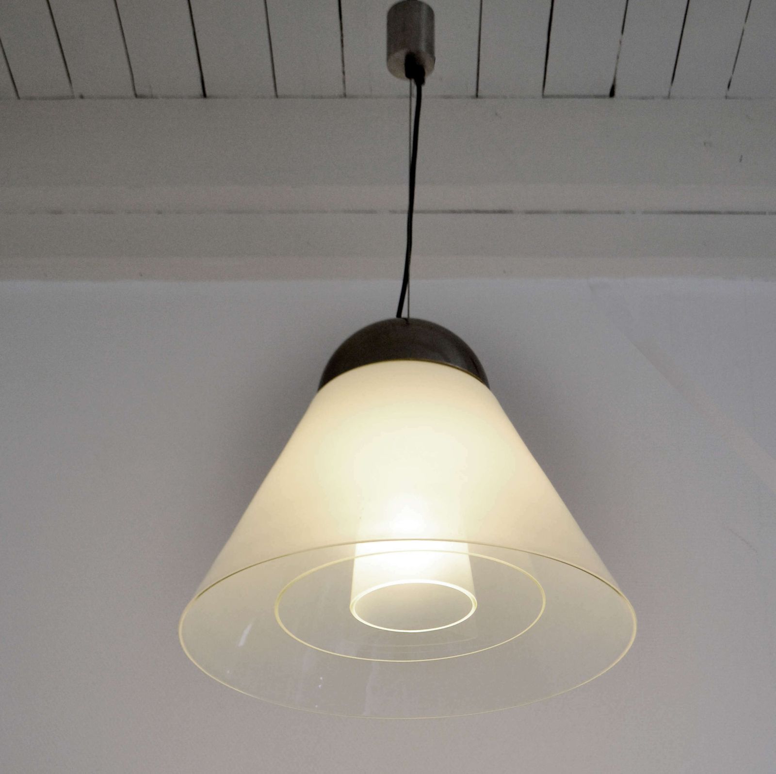 Milk Glass Pendant By Carlo Nason Mazzega Venice, 1970's photo for sale