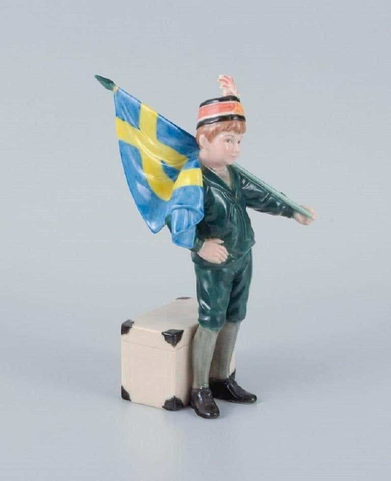 Carl Larsson Pontus For Royal Copenhagen, Porcelain Figure, Standard Bearer Boy photo for sale