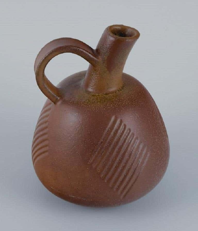 Nils Thorsson For Royal Copenhagen, Stoneware Jug With Brown Glaze photo Home Decor
