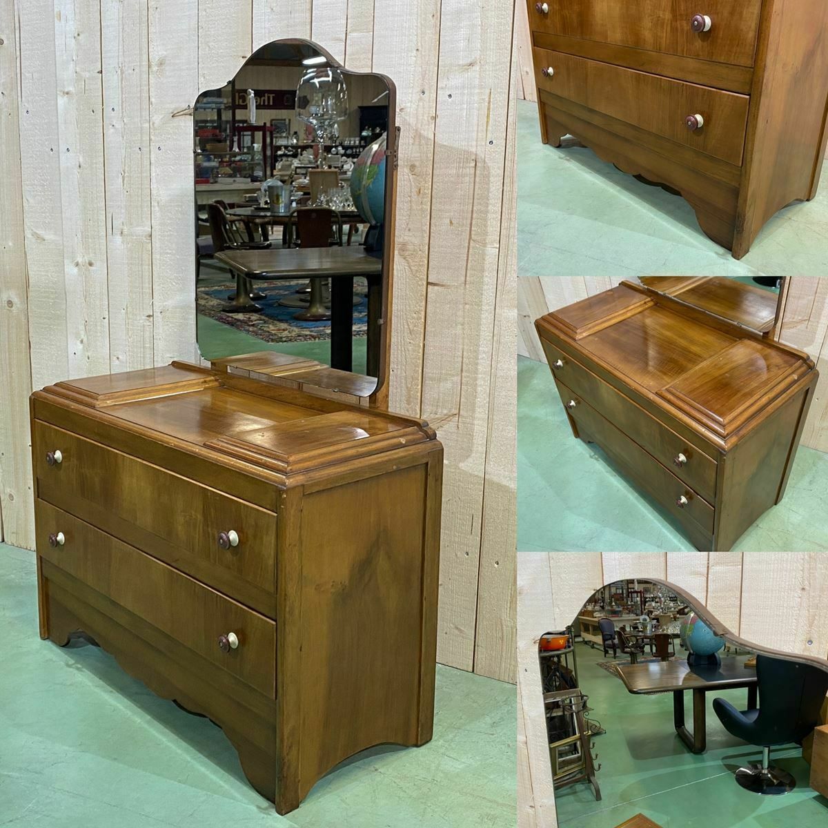 English Art Deco Dressing Table In Walnut  (1930s) photo furniture