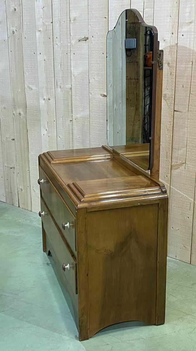 English Art Deco Dressing Table In Walnut  (1930s) photo for sale