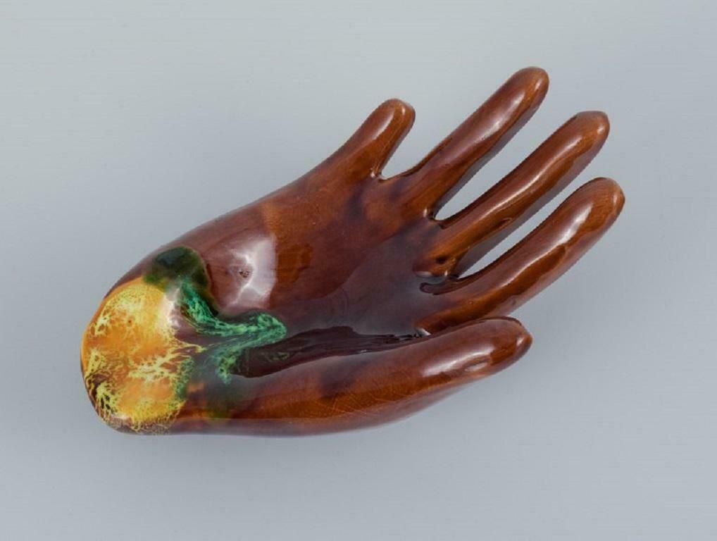 Vallauris, France, A Pair Of Ceramic Bowls Shaped Like Hands. photo for sale