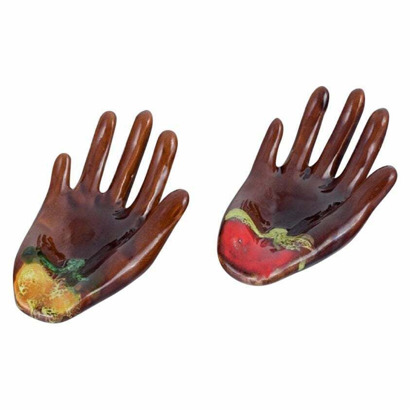 Vallauris, France, A Pair Of Ceramic Bowls Shaped Like Hands. photo Home Decor