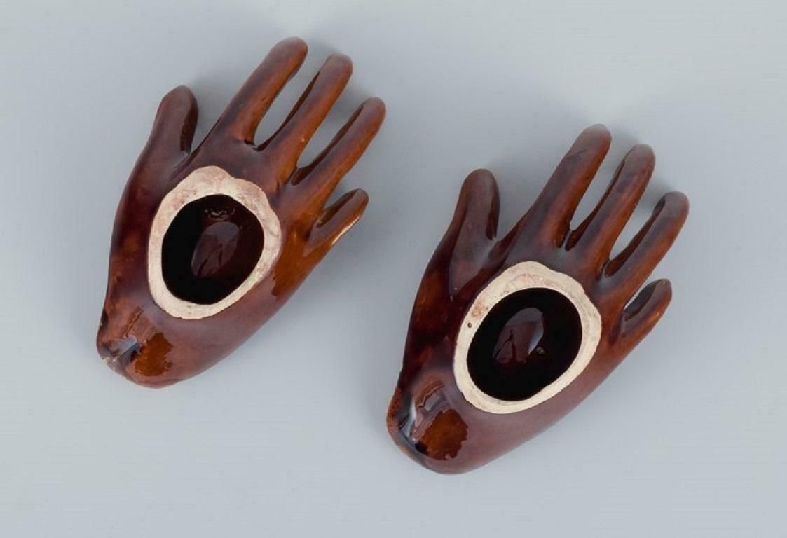 Vallauris, France, A Pair Of Ceramic Bowls Shaped Like Hands. photo 200.0