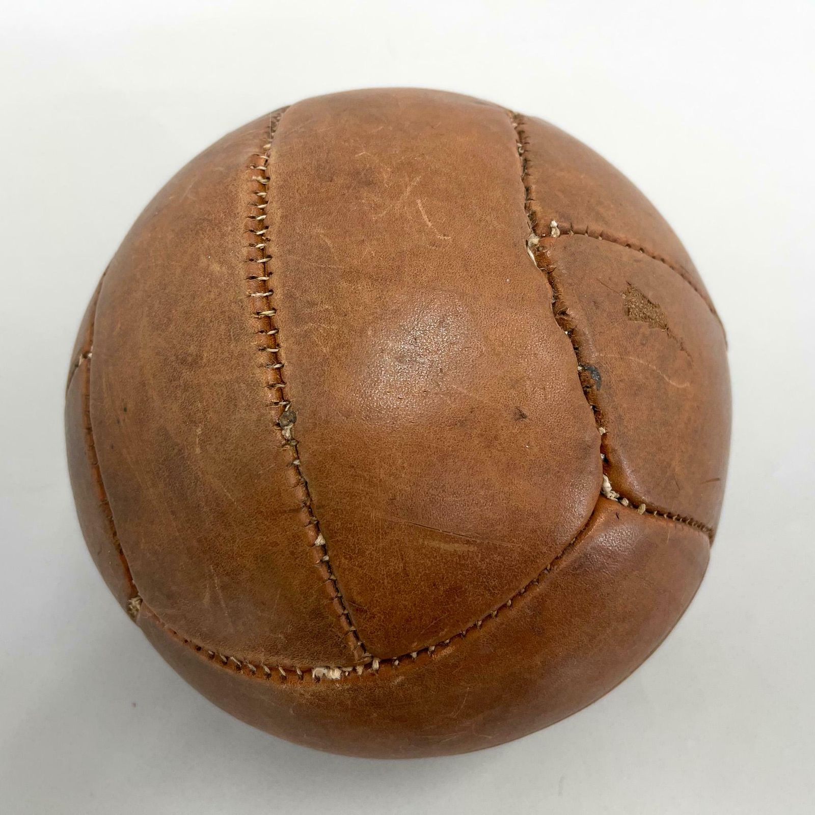 Vintage Brown Leather Medicine Ball, 1930's photo furniture