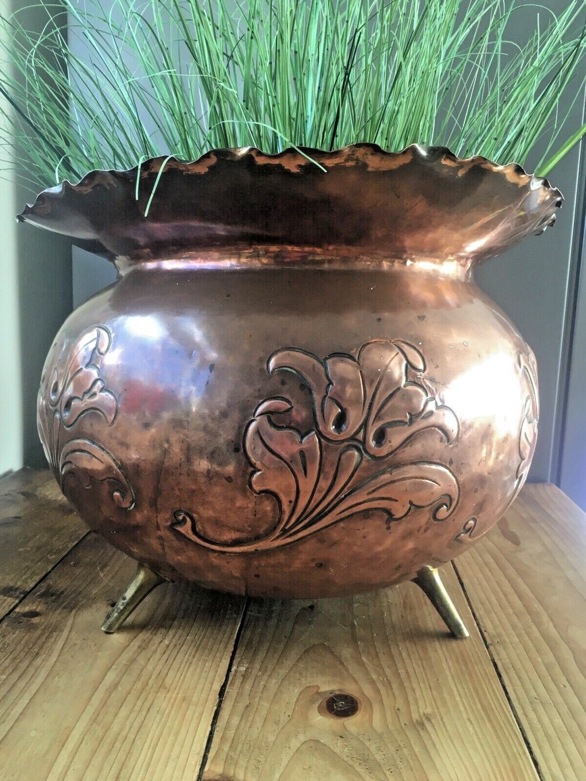 photo vintage Arts & Crafts Christopher Dresser For Benham & Froud Copper Jardiniere Planter