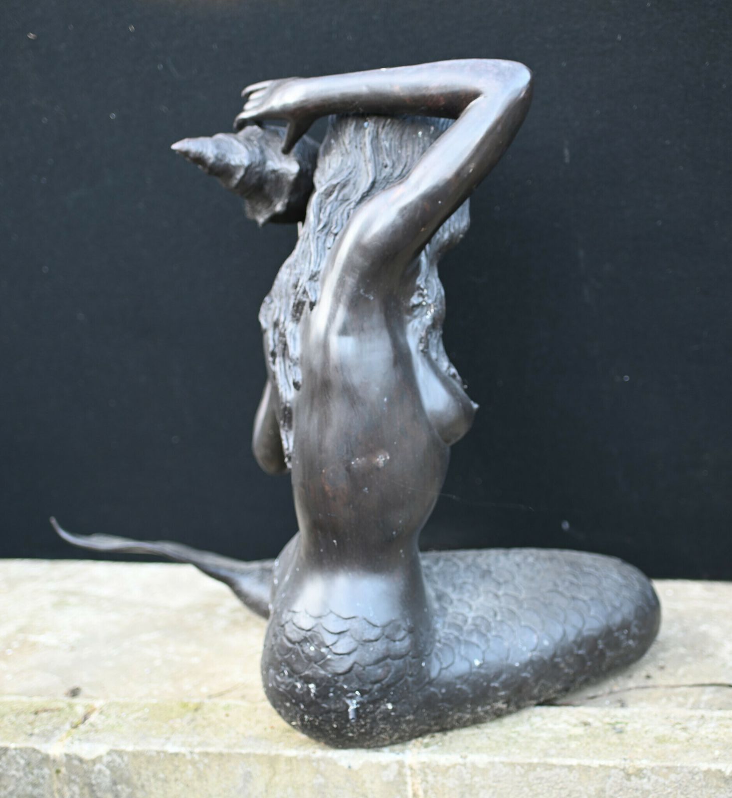 Bronze Mermaid Fountain Garden Statue Siren Female Figurine photo for sale