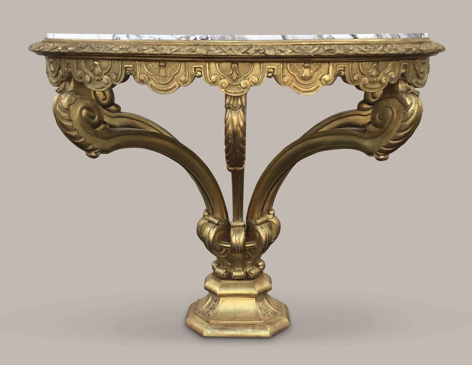 Impressive C19th Carved Giltwood Console Table In The Kentian Manner photo furniture