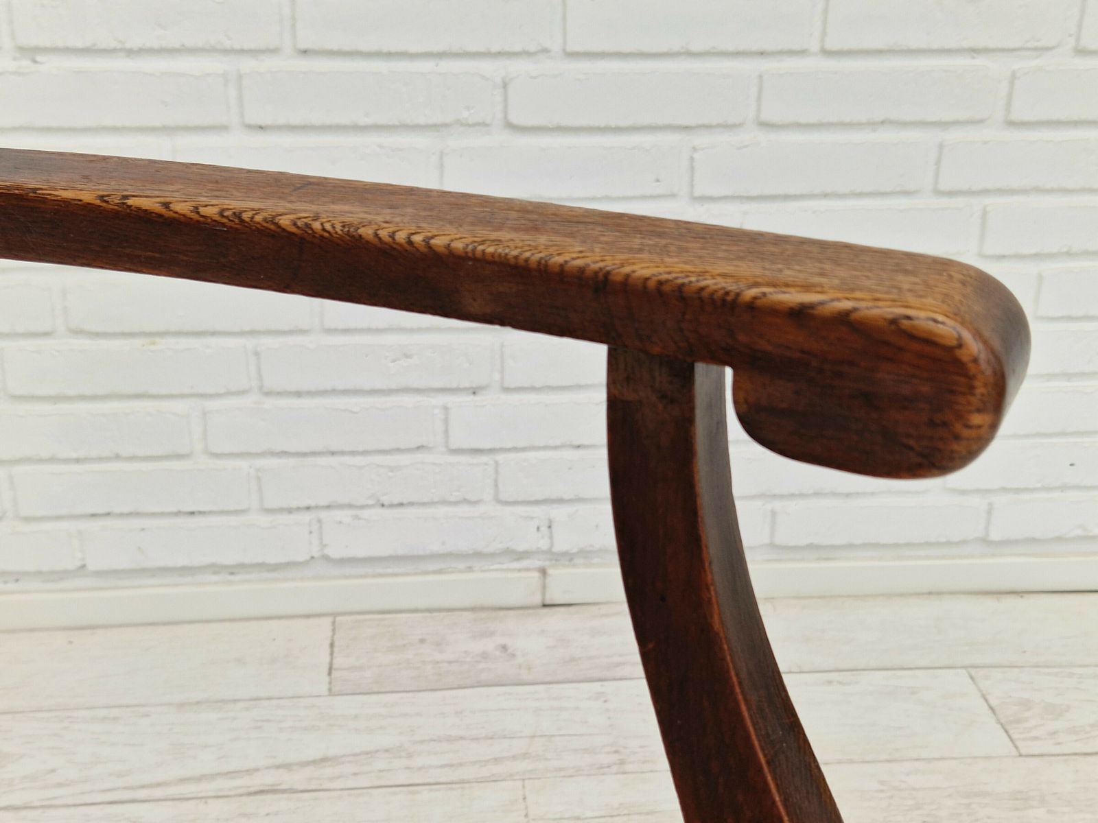 photo for sale 1950s, Scandinavian Vintage Armchair, Original Condition, Leather, Oak Wood.