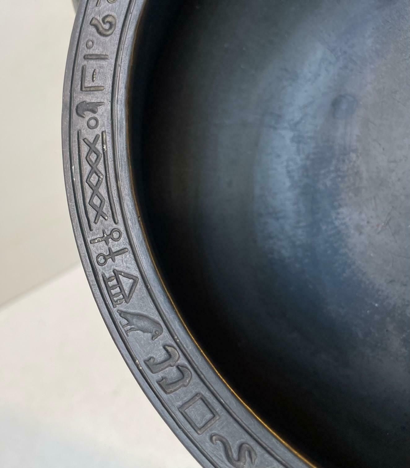 Antique L. Hjorth Pharaoh Bowl In Black Terracotta  Hieroglyphs And Isis photo for sale