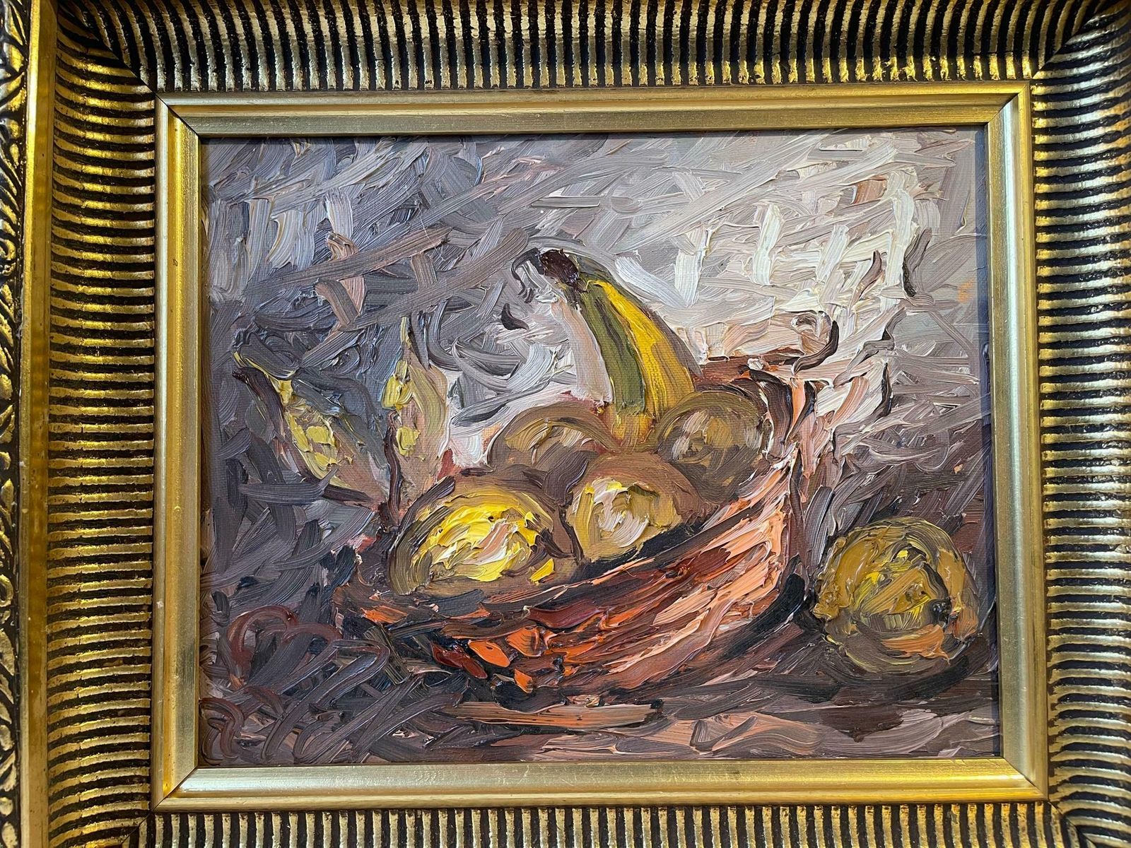 2 Danish Oil Palette Paintings  Old Man Portrait & Fruit Bowl By J. P. Nielsen photo Art