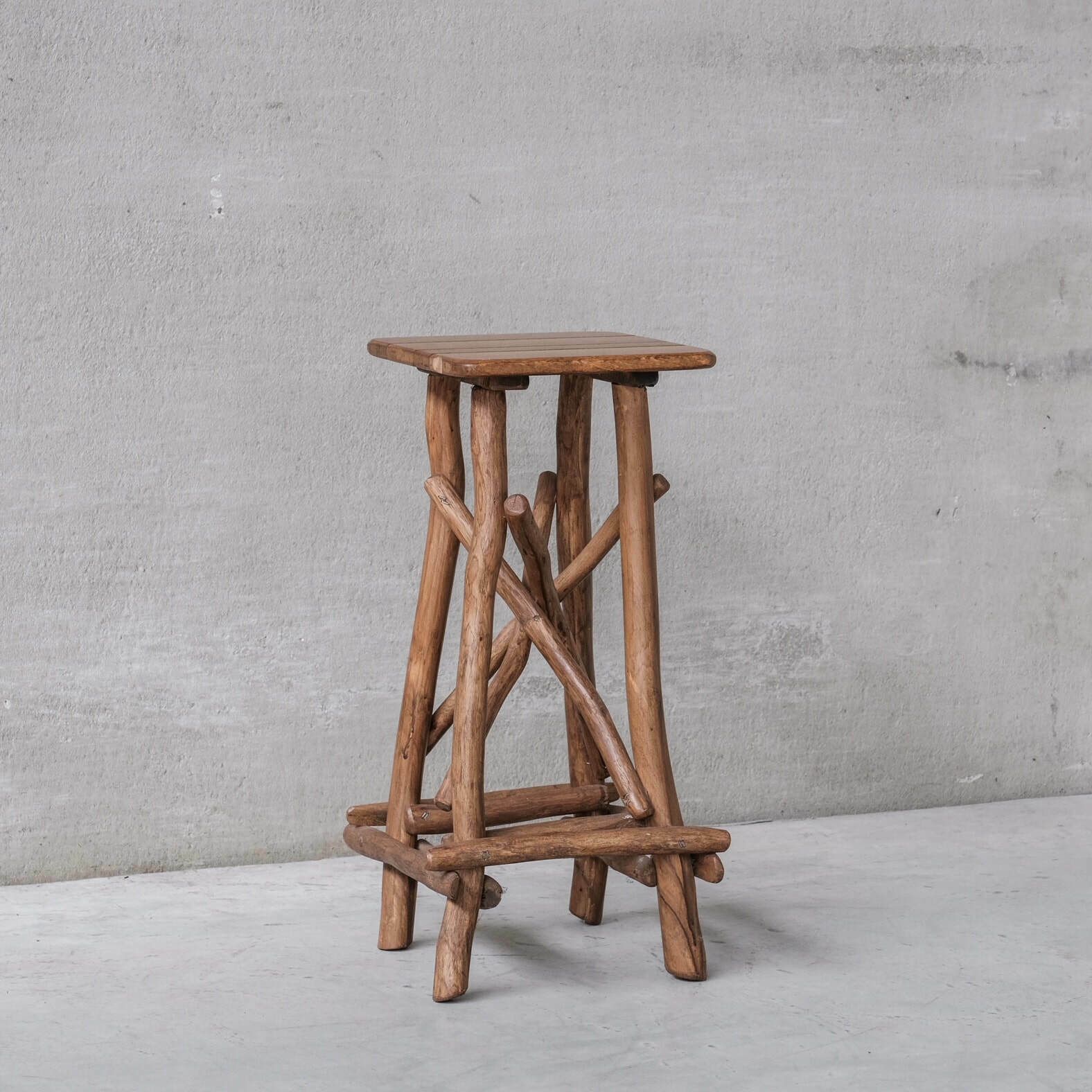 Wooden Mid Century Bar Stool Or Sculpture Pedestal In Adirondack Style (6 Available) photo furniture