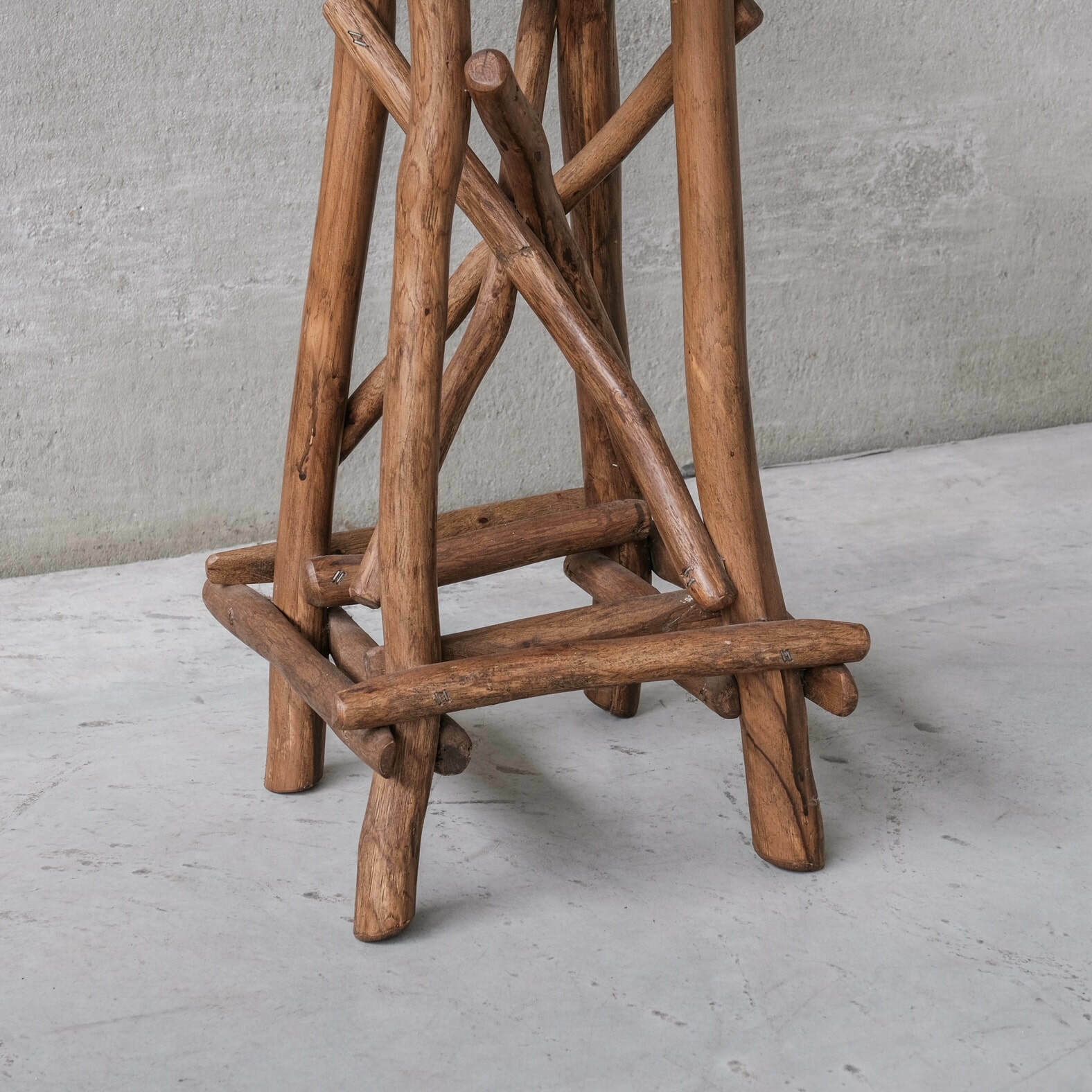 Wooden Mid Century Bar Stool Or Sculpture Pedestal In Adirondack Style (6 Available) photo for sale