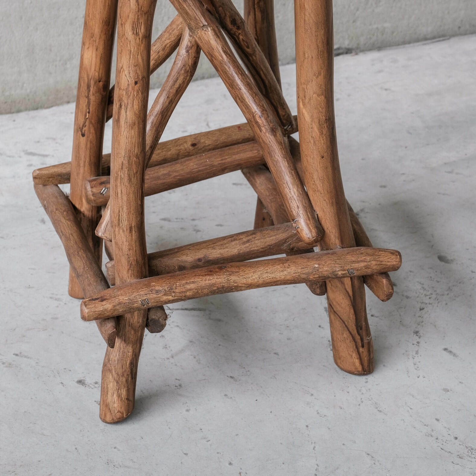 Wooden Mid Century Bar Stool Or Sculpture Pedestal In Adirondack Style (6 Available) photo 295.0