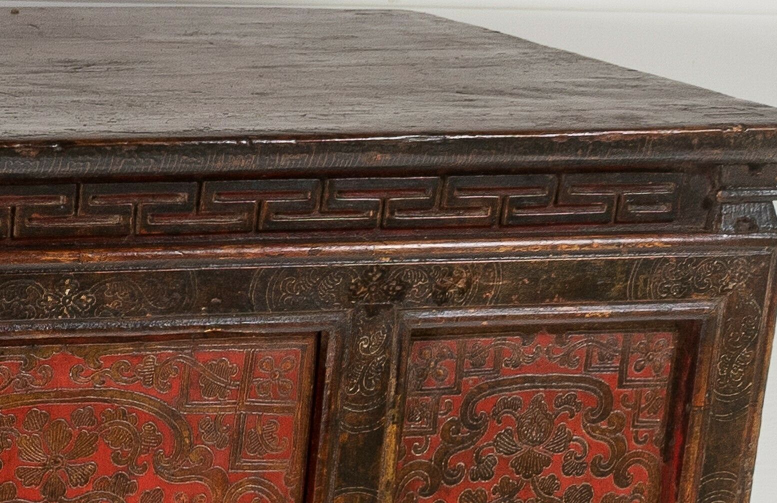 Original 19thc Large Chinese Tibetan Hand Painted Lacquered Alter Cupboard Sideboard photo 1800.0