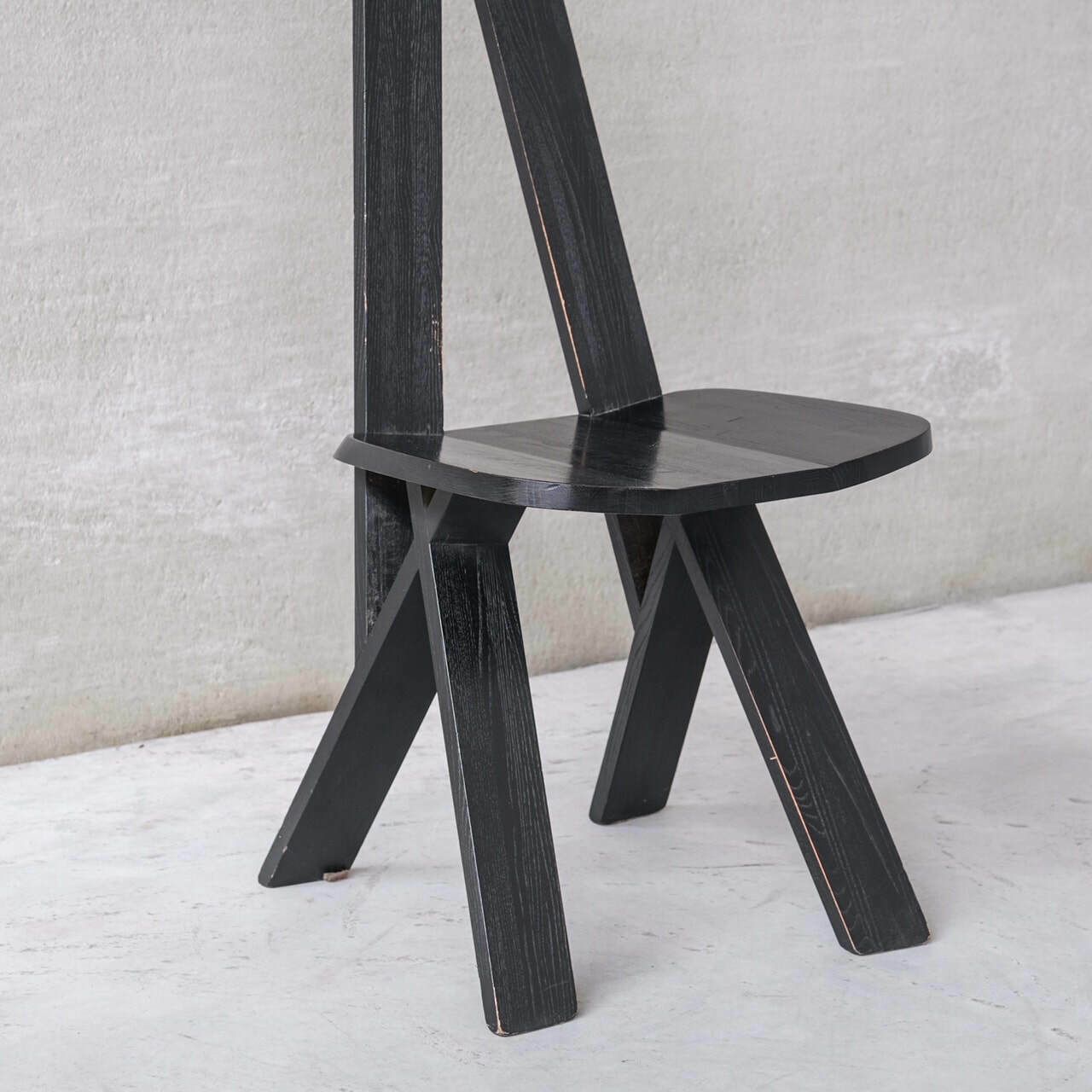 Set Of Six Black French Pierre Chapo Mid Century Dining Chairs photo buy