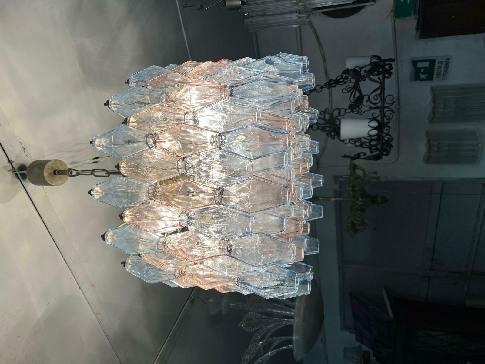 Original Poliedri Chandelier By Carlo Scarpa For Venini, Murano, 1950 photo vintage