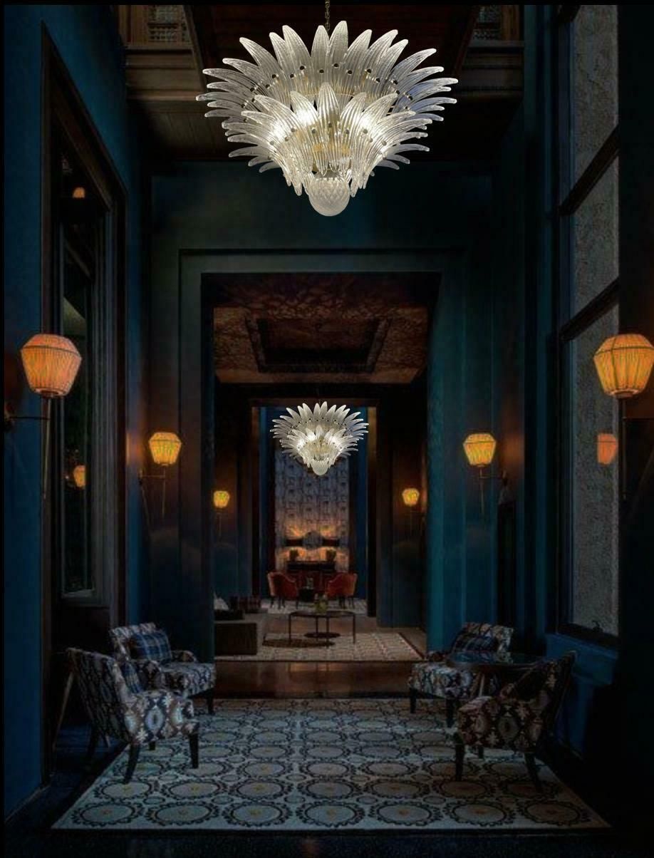 Mid 20th Century Spectacular Pair Of Venetian Chandeliers. Murano, 1980s photo vintage