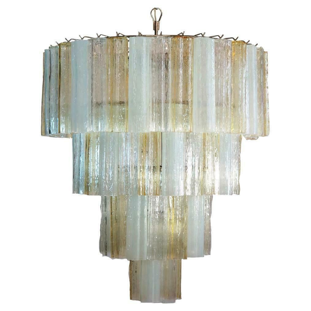 Huge And Amazing Vintage Murano Glass Tiered Chandelier, 78 Glasses, Amber Opal