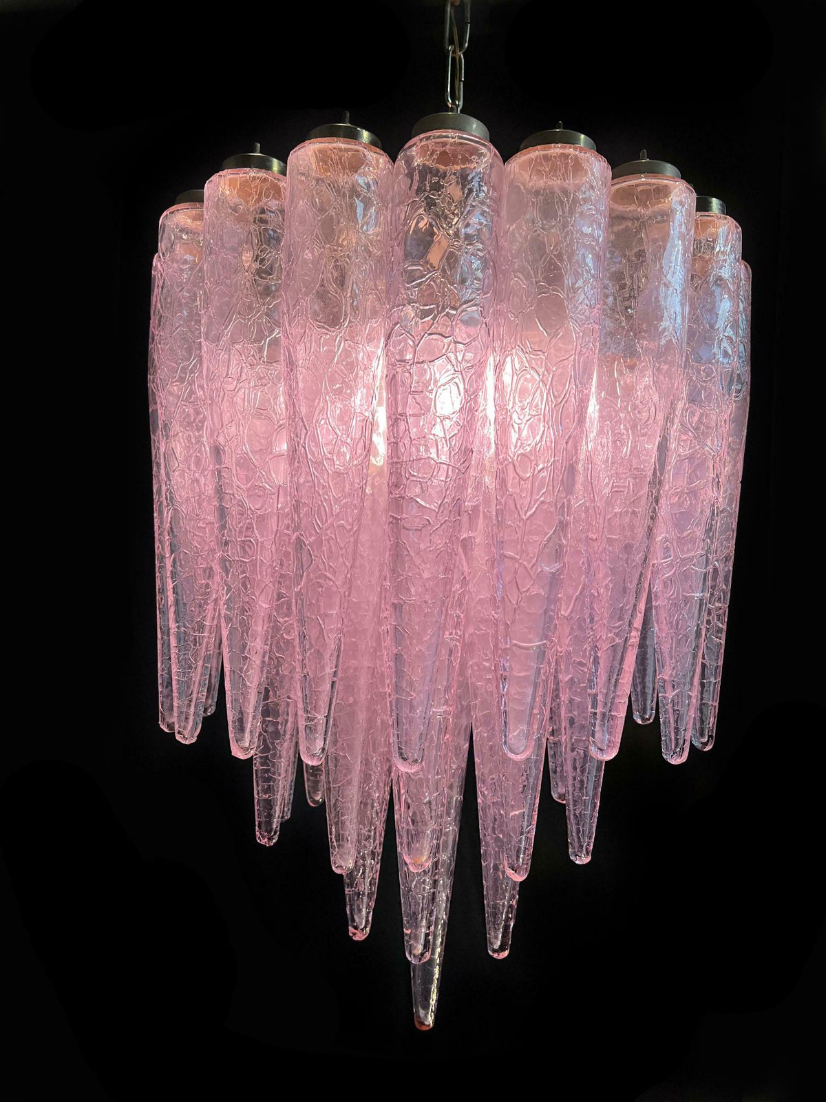 Spectacular Murano Fuxia Glass Chandelier, 1980 photo furniture