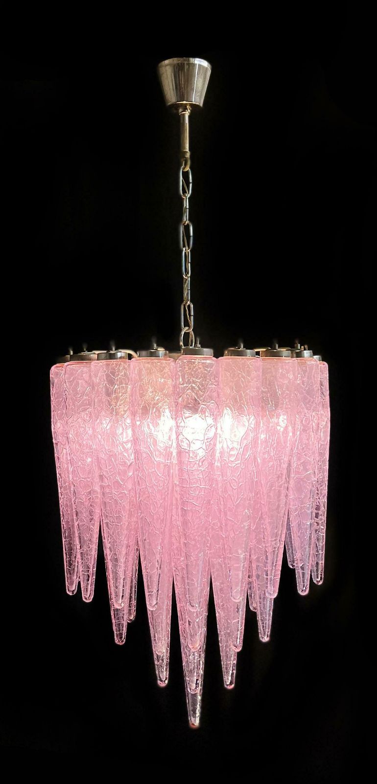 Spectacular Murano Fuxia Glass Chandelier, 1980 photo for sale