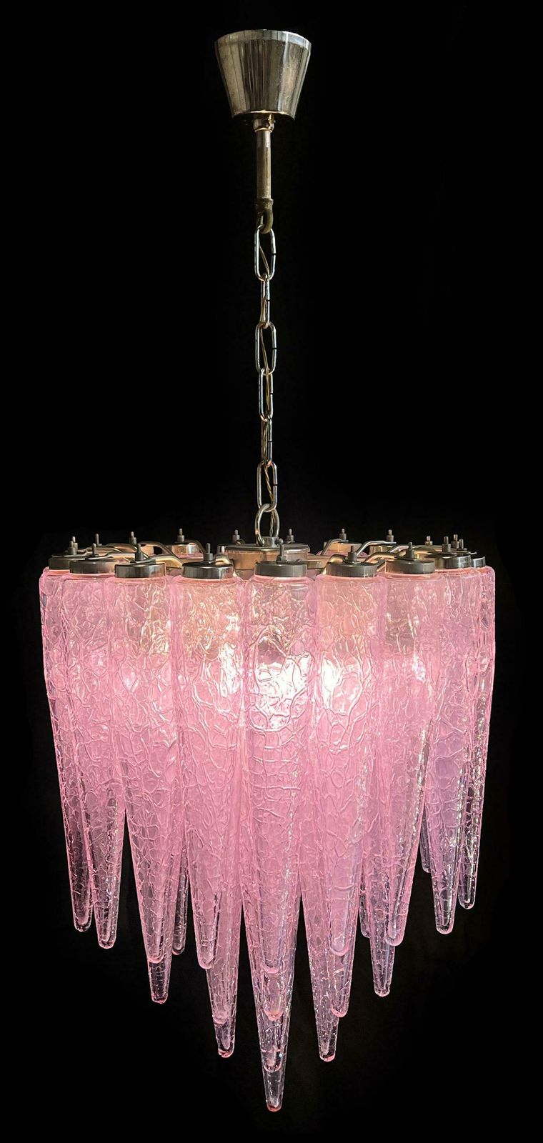 photo buy Spectacular Murano Fuxia Glass Chandelier, 1980