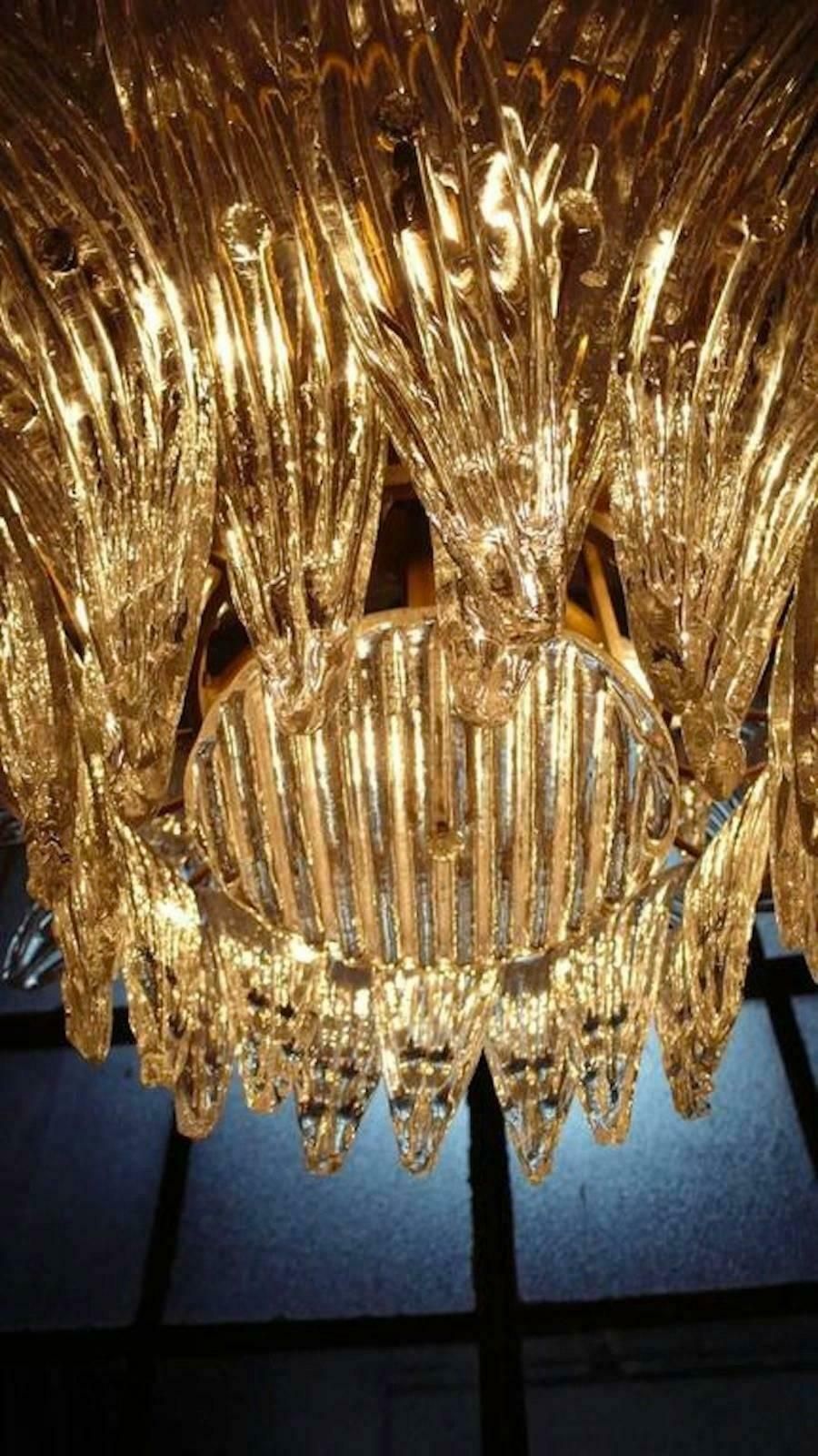 Original Palmette Chandelier By Barovier & Toso, Murano, 1960 photo for sale