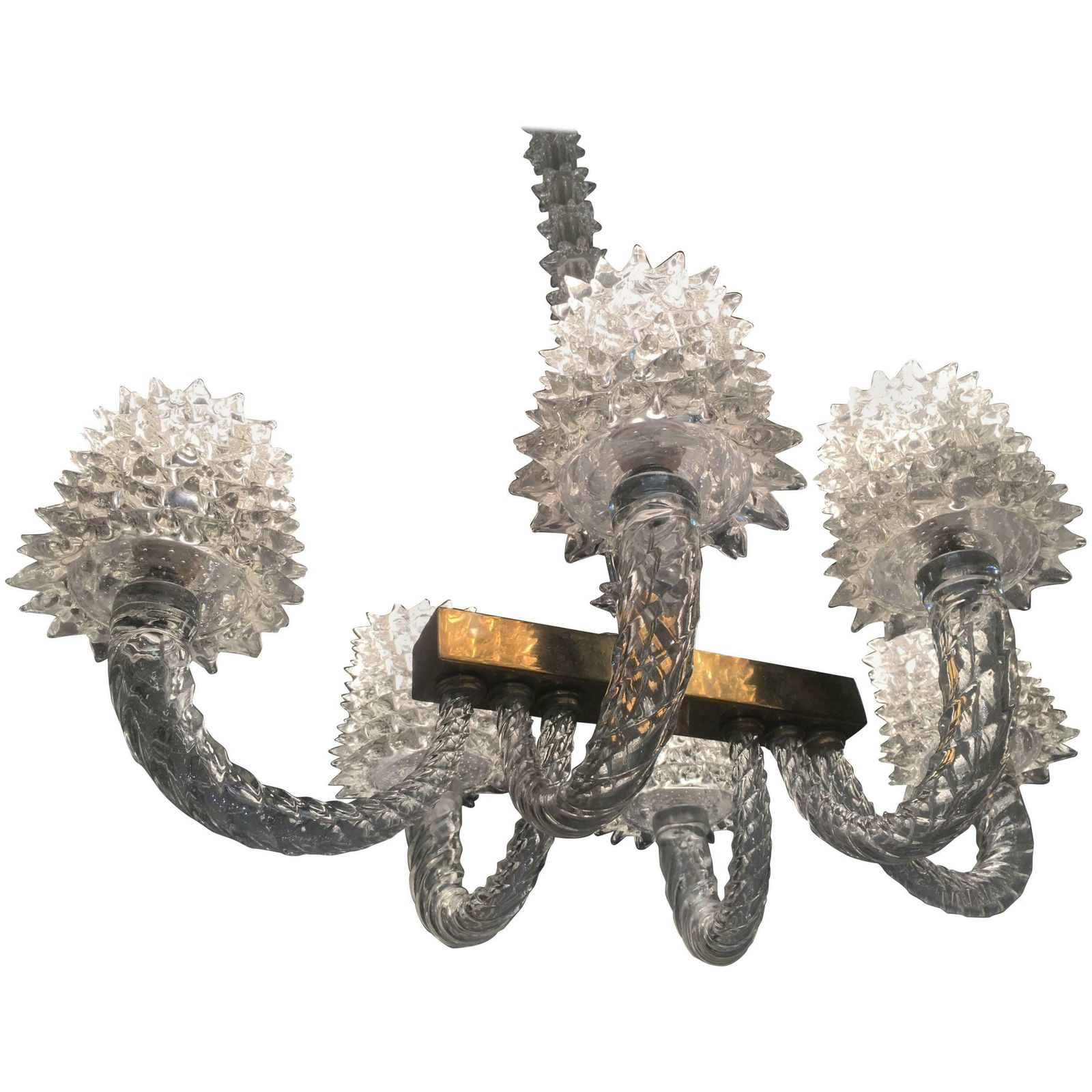 Ercole Barovier Midcentury "Rostrato" Murano Glass Italian Chandelier, 1940s photo furniture