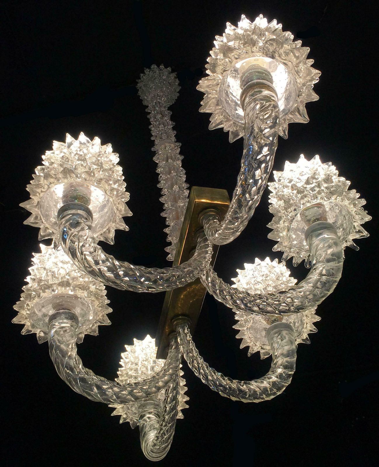 Ercole Barovier Midcentury "Rostrato" Murano Glass Italian Chandelier, 1940s photo vintage